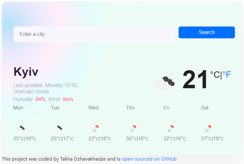 Weather application 1 preview